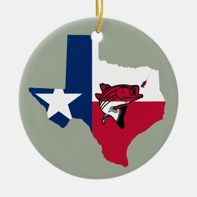 Texas Fishing Ceramic Ornament (Front)