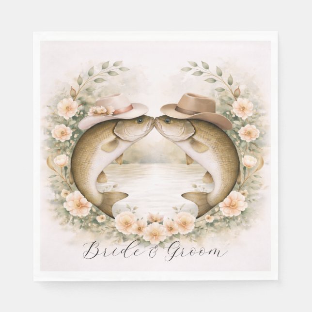 Texas Fishing Wedding  Napkin (Front)