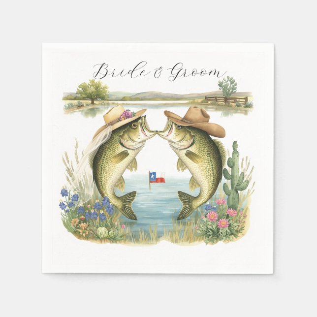 Texas Fishing Wedding  Napkin (Front)