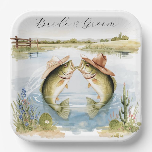 Texas Fishing Wedding  Paper Plate (Front)
