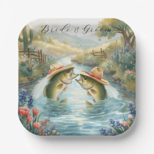 Texas Fishing Wedding Paper Plate