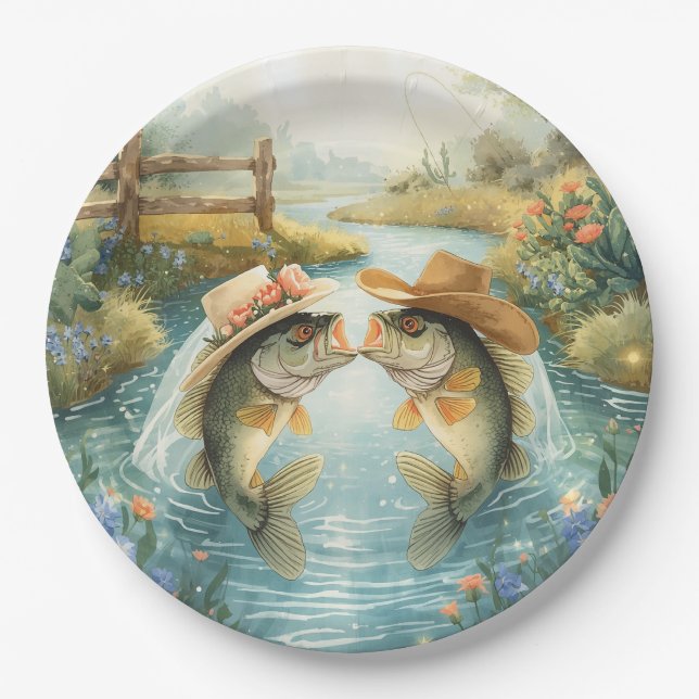 Texas Fishing Wedding  Paper Plate (Front)