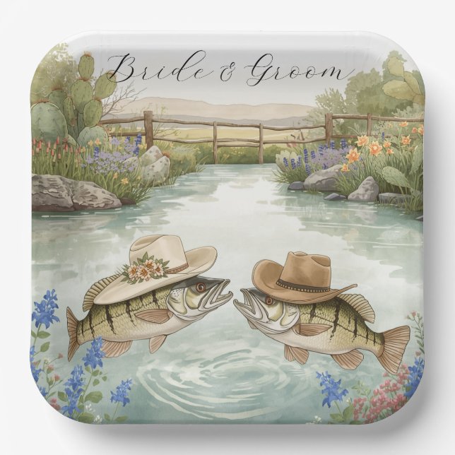 Texas Fishing Wedding  Paper Plate (Front)