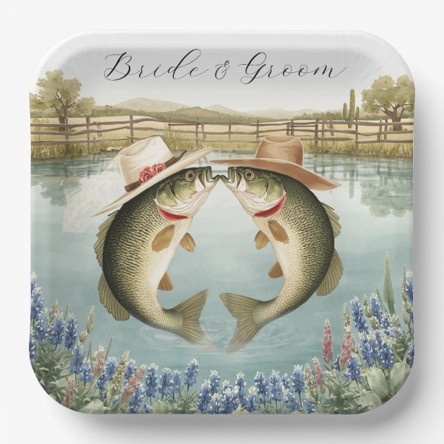 Texas Fishing Wedding  Paper Plate (Front)