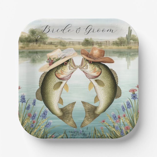 Texas Fishing Wedding  Paper Plate (Front)