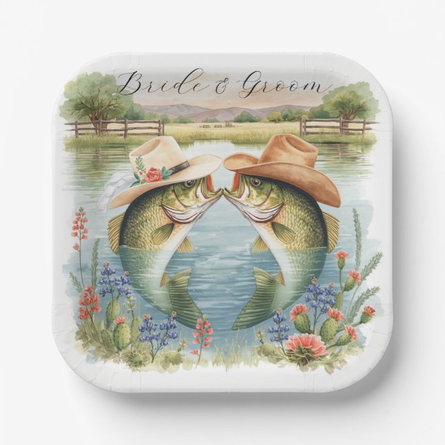Texas Fishing Wedding  Paper Plate (Front)