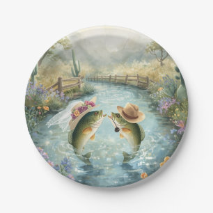 Texas Fishing Wedding Paper Plate