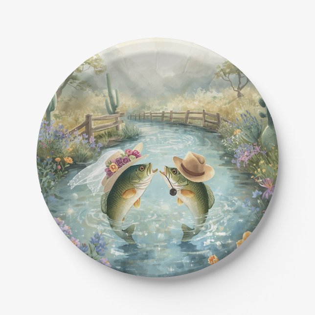 Texas Fishing Wedding  Paper Plate (Front)