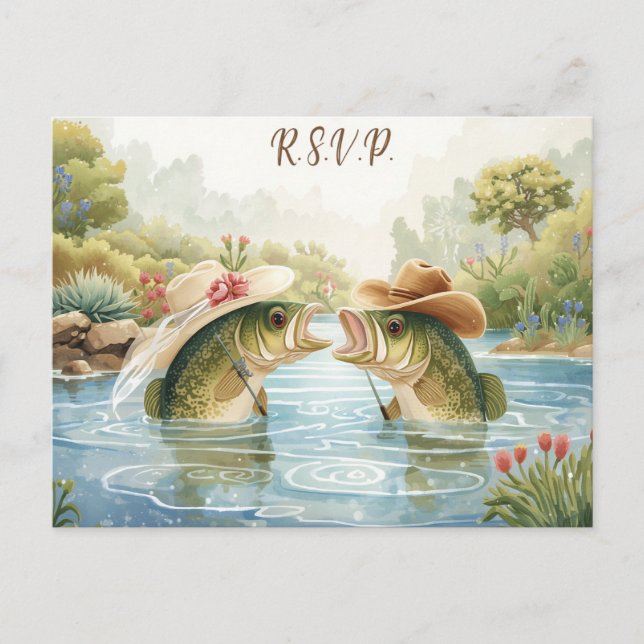 Texas Fishing Wedding R.S.V.P. response  Postcard (Front)