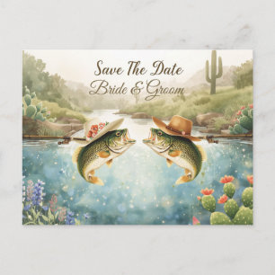 Texas Fishing Wedding Save the Date Cowboy Postcard