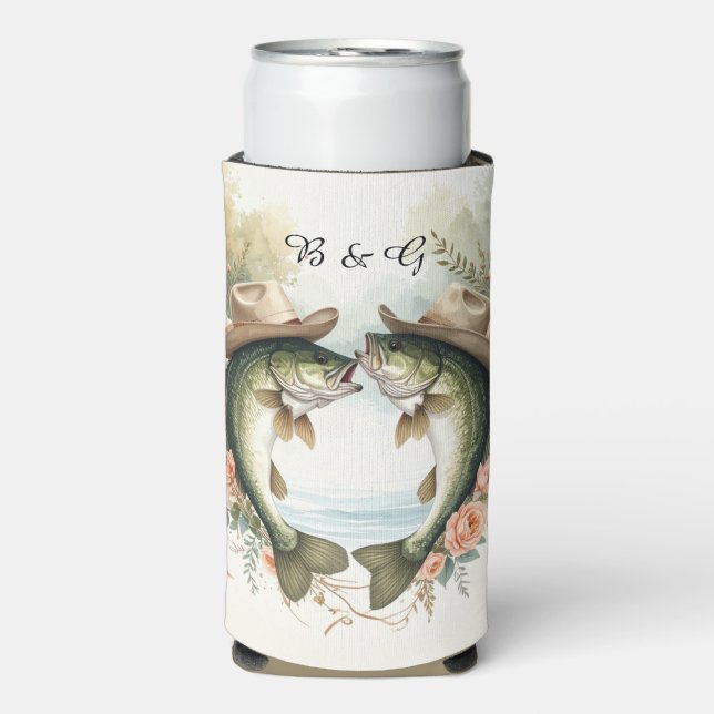 Texas Fishing Wedding  Seltzer Can Cooler (Seltzer Front)