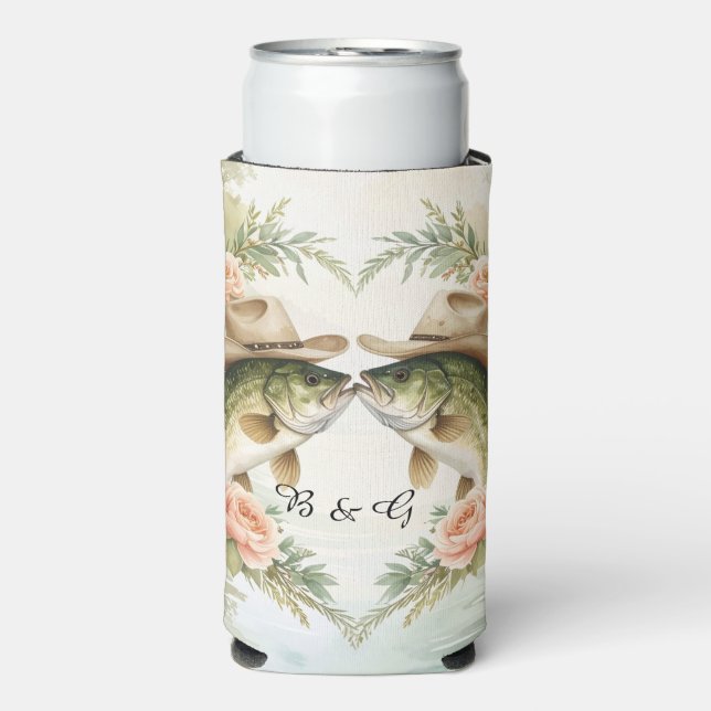 Texas Fishing Wedding  Seltzer Can Cooler (Seltzer Front)