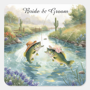 Texas Fishing Wedding  Square Sticker