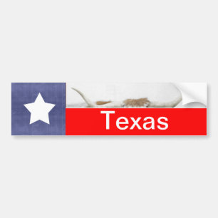Texas Flag and Horns on white Bumper Sticker