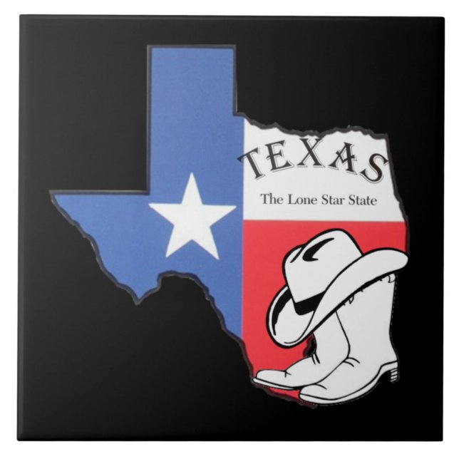 Texas: Flag and Silhouette of Texas Ceramic Tile (Front)