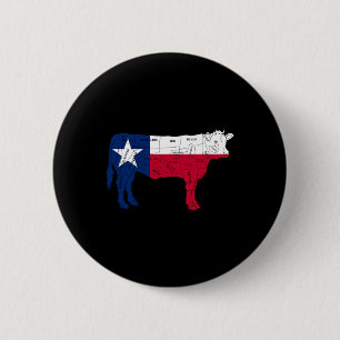 Texas Flag Bbq Beef Butcher Cuts Rbecue - Texan Bu 6 Cm Round Badge