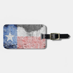 texas flag brick wall luggage tag