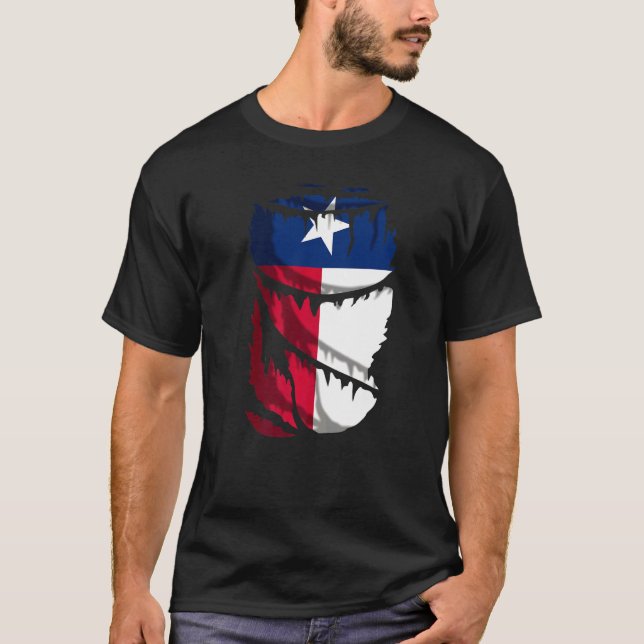 Texas Flag  Broken Or Torn Fabric Effect  Usa T-Shirt (Front)