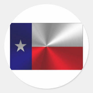 Texas Flag Brushed Metal Classic Round Sticker