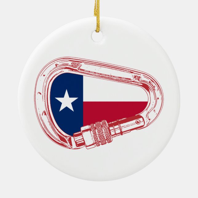 Texas Flag Climbing Carabiner Ceramic Ornament (Back)