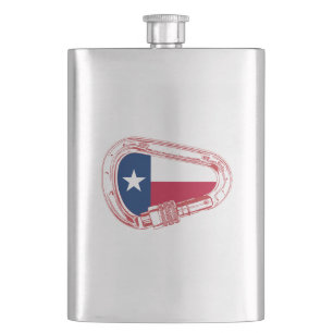 Texas Flag Climbing Carabiner Hip Flask
