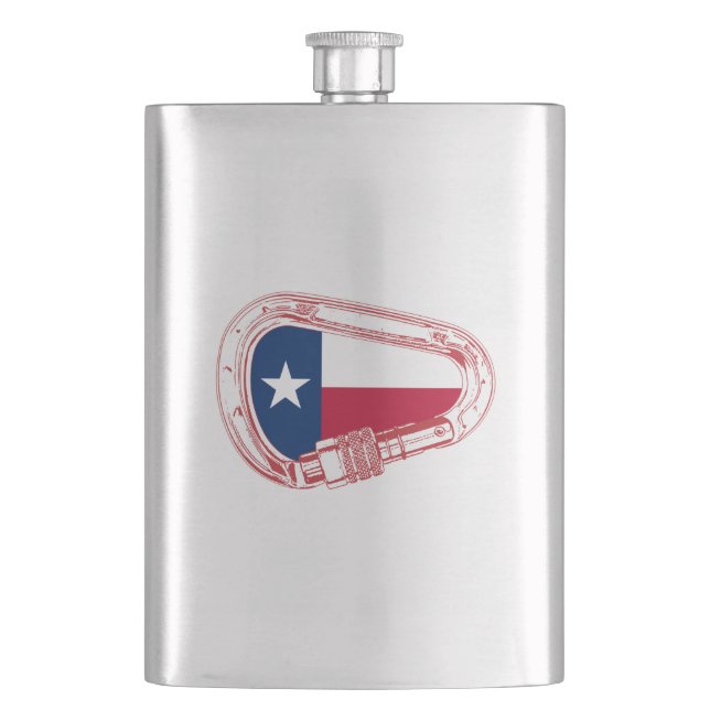 Texas Flag Climbing Carabiner Hip Flask (Front)