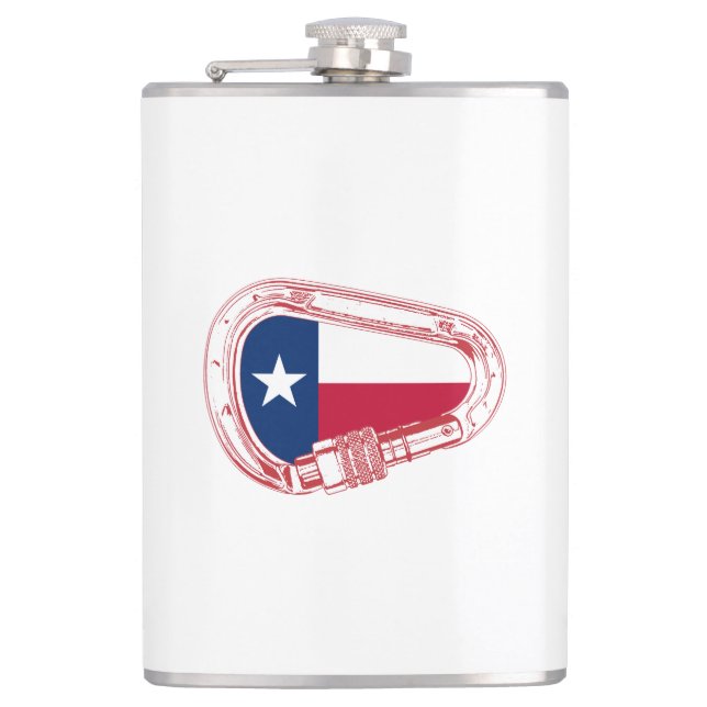 Texas Flag Climbing Carabiner Hip Flask (Front)