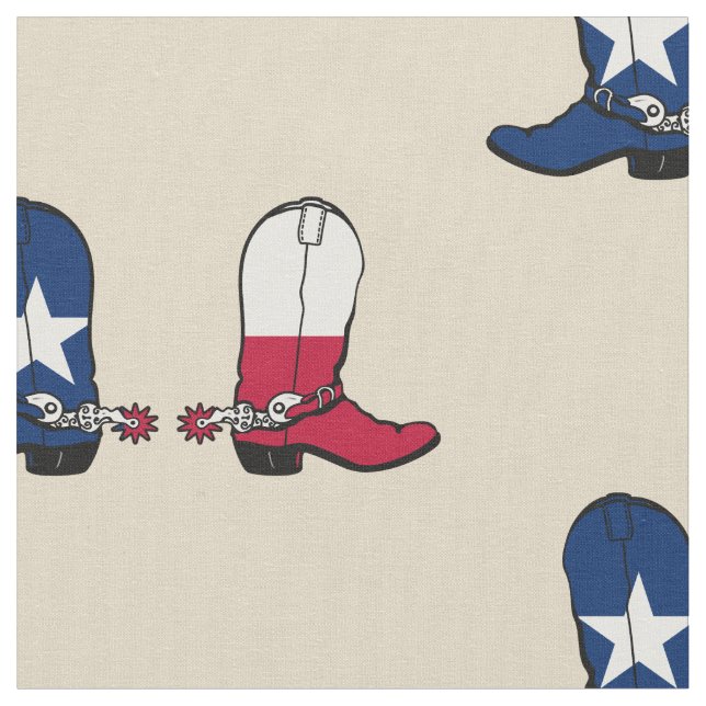 Texas Flag Cowboy Boots 2 Any Colour Background Fabric (Close Up)