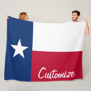 Texas Flag Custom Personalised Text Texan Fleece Blanket
