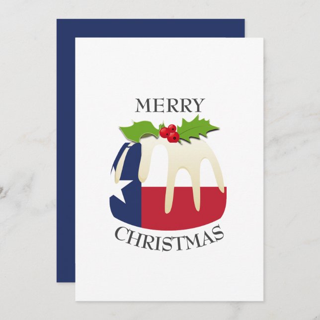TEXAS FLAG | Festive Plum Pudding | Christmas Holiday Card (Front/Back)