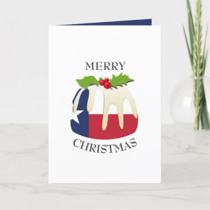 TEXAS FLAG   Festive Plum Pudding   Christmas Holiday Card