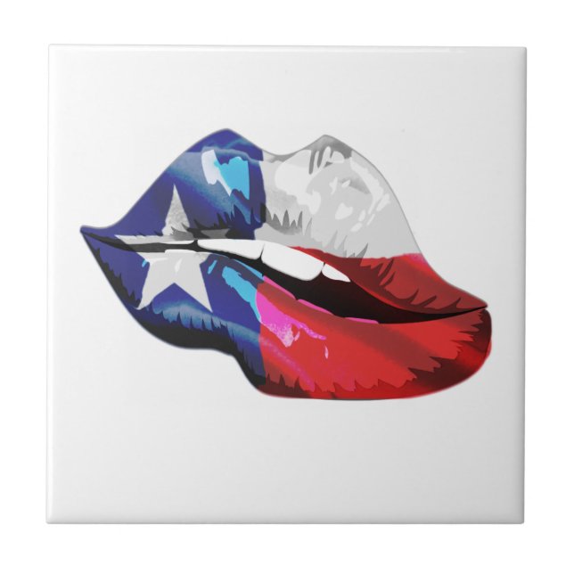 Texas Flag Lips Tile (Front)