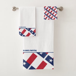 TEXAS FLAG Lone Star Personalised Scripture WHITE Bath Towel Set