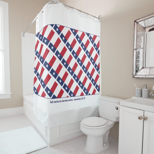 TEXAS FLAG Lone Star State Customised Scripture Shower Curtain (In Situ)