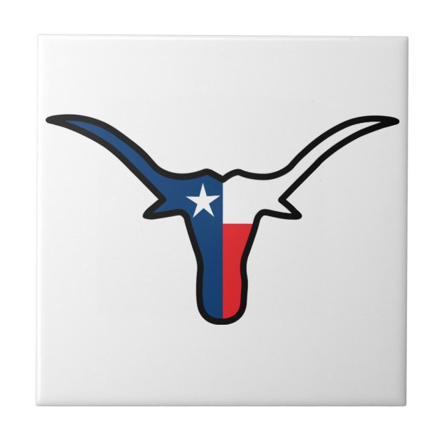 Texas Flag Longhorn Ceramic Tile (Front)