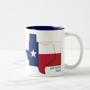 TEXAS FLAG MAP God Bless Customised Scripture Two-Tone Coffee Mug