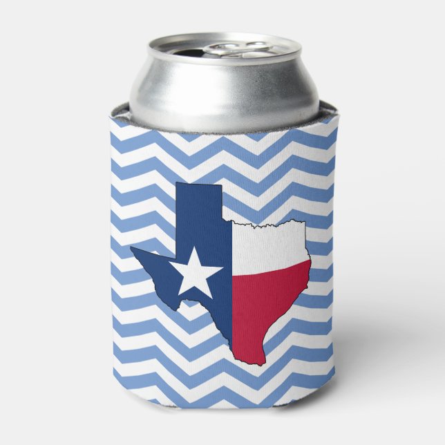 Texas Flag Map Lonestar State Chevron Texan Can Cooler (Can Front)