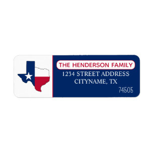Texas Flag map Return Address Label