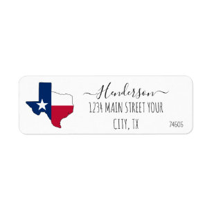 Texas Flag map Return Address Label