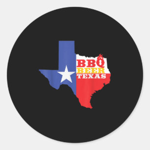 Texas Flag Map Summer Barbecue Funny Beer Bbq Love Classic Round Sticker