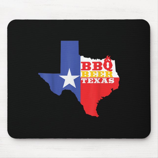 Texas Flag Map Summer Barbecue Funny Beer Bbq Love Mouse Pad (Front)