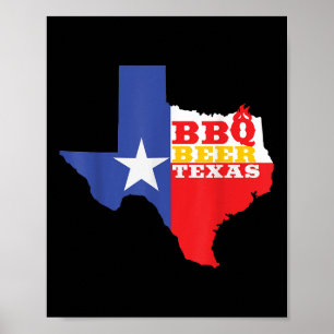 Texas Flag Map Summer Barbecue Funny Beer Bbq Love Poster