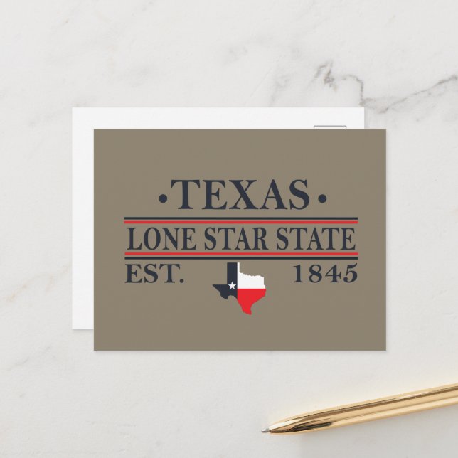 Texas flag map the lone star state holiday postcard (Front/Back In Situ)