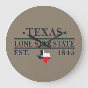 Texas flag map the lone star state large clock