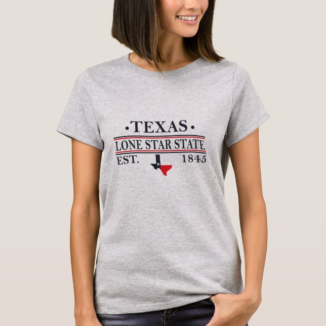 Texas flag map the lone star state T-Shirt (Front)