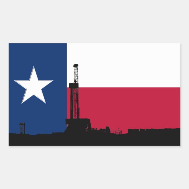 Texas Flag Oil Drilling Rig Rectangular Sticker (Front)