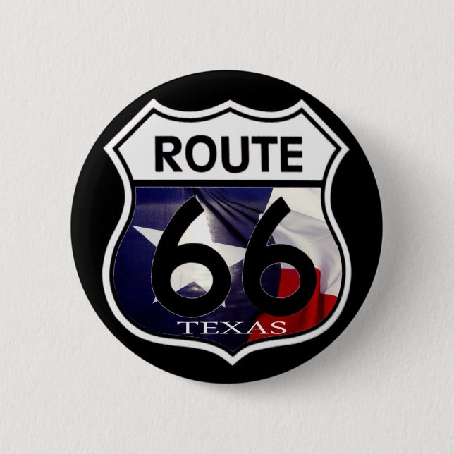Texas Flag Route 66 Shield 6 Cm Round Badge (Front)