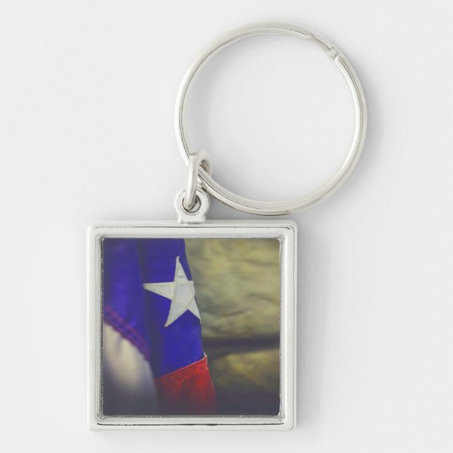 Texas Flag Rustic Lone Star State USA Key Ring (Front)