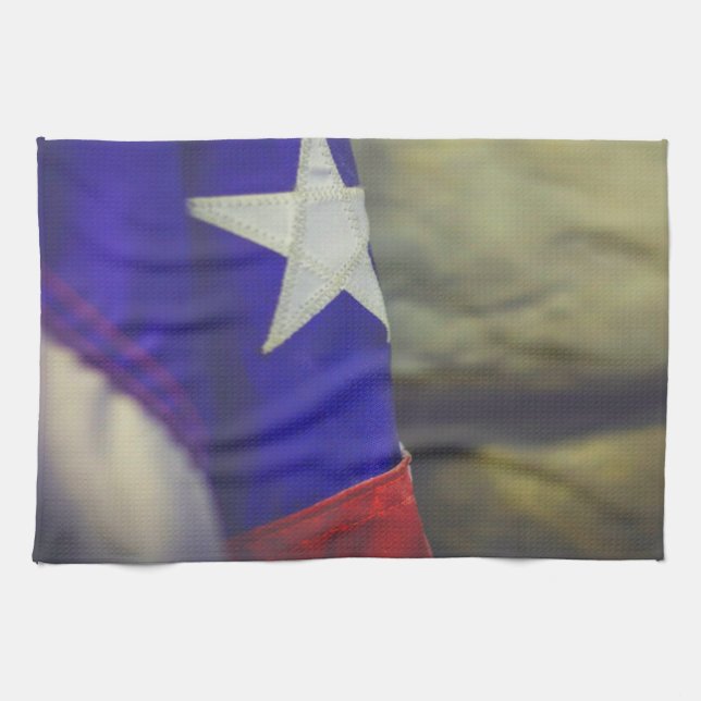 Texas Flag Rustic Lone Star State USA Tea Towel (Horizontal)