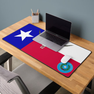 Texas flag-Seal and longhorn Desk Mat